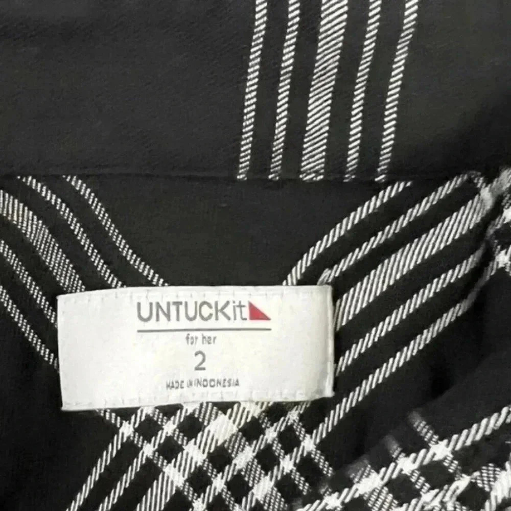 UNTUCKIT black and white plaid TESSA SHIRT wrap DRESS size 2 - Picture 5 of 8